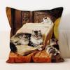 Oil Painting Cat Cat Picture Pillowcase Living Room Sofa Cushion Cover Bedside Pillow Pillowcase Home Decoration
