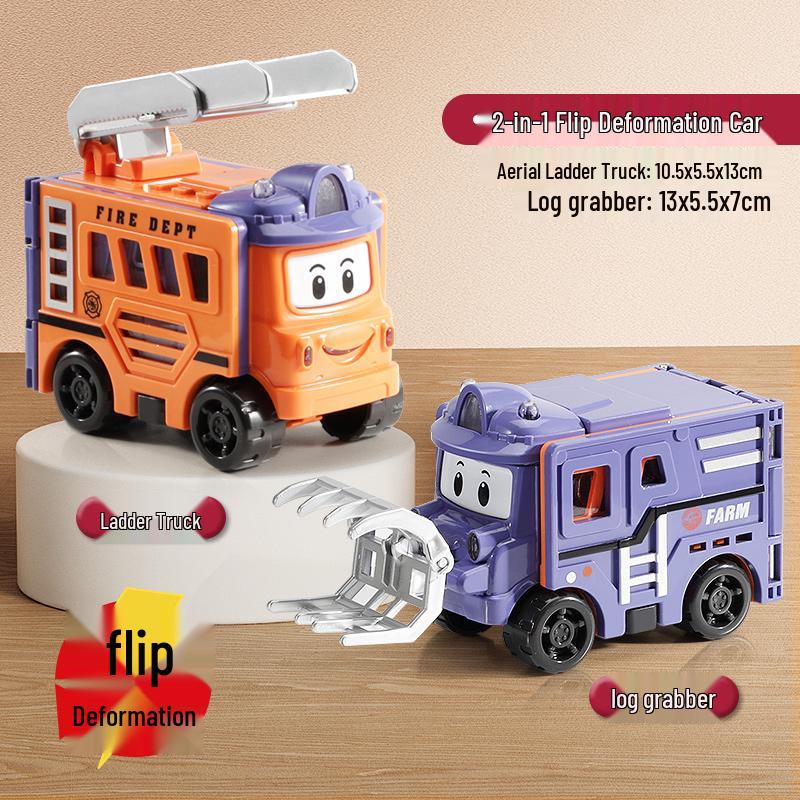 Children's Transforming Cartoon School Bus Engineering Vehicle for Ages 3-6
