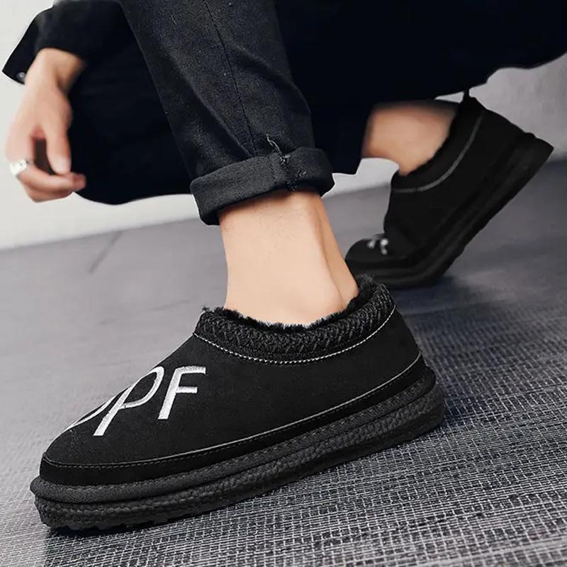 Модные зимние мужские хлопковые туфли с низким верхом и бархатом — фото 7