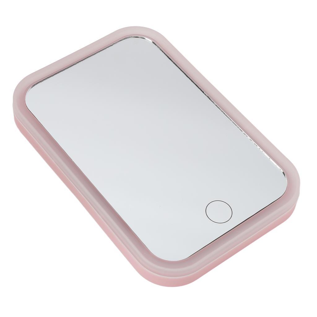 Lighted Makeup Mirror Pink LED Touch Control Square Mirror Desktop Fill In Adjustable Brightness Rotative Vanity Mirror