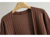 2026 Spring/Fall Elegant Knit Three-Piece Set: Long Cardigan Coat, Single-Breasted Vest, Wide-Leg Pants