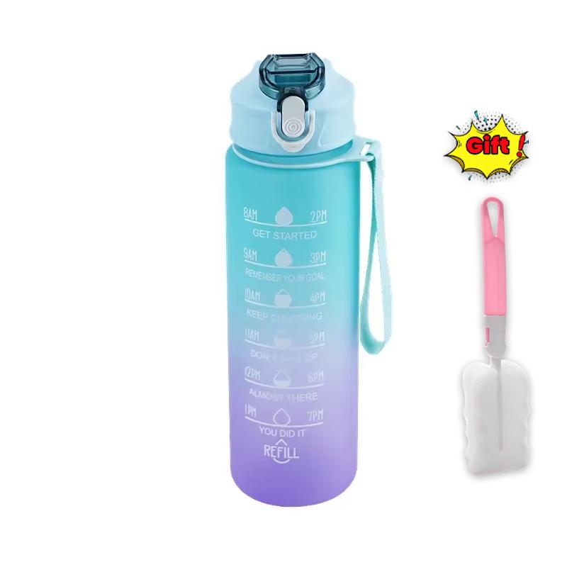 

Бутылка для воды спортивная 900 мл, не содержит БФА, с отметкой времени, герметичная конструкция для активного отдыха, тренажерного зала, бега и ежедневной гидратации 900ml зелёный