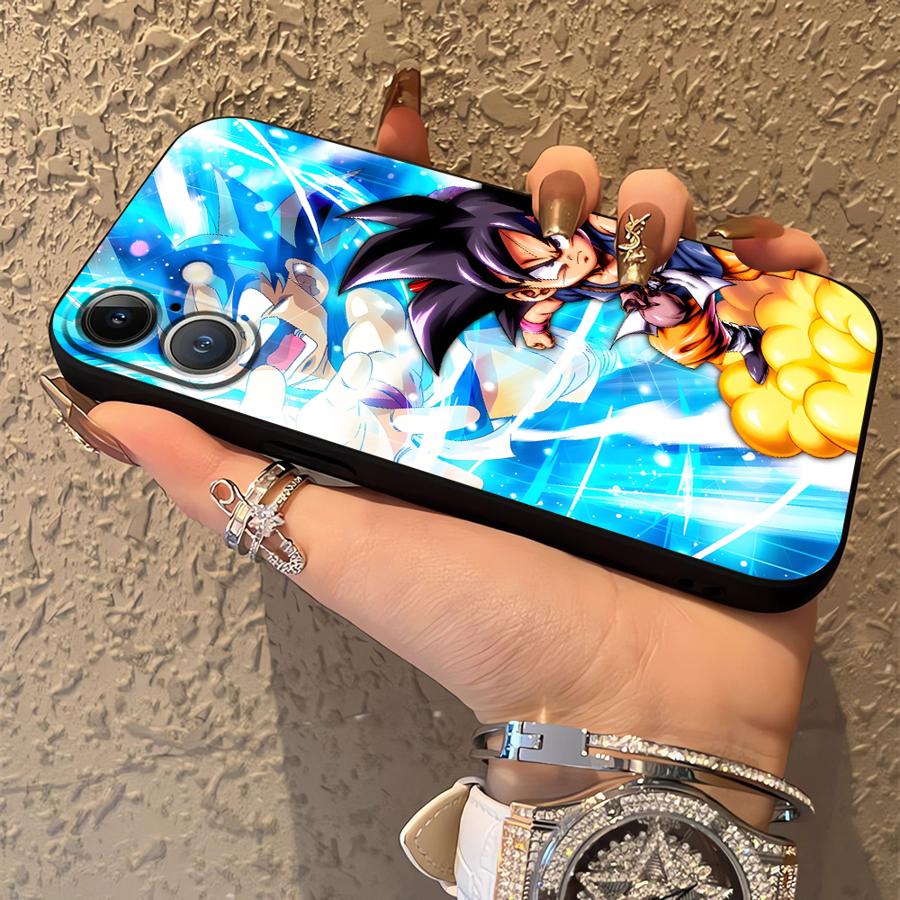 Black Soft Phone Cover Case for iPhone 15 16 14 Plus XR 17Air XS Max 13 12 11 17 Pro Max 7 8 Dragon Ball Son Gohan