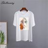 Shellsuning Summer Retro Character Printed T Shirts Women Korean Graphic Trendy Tees Loose Casual Short Sleeve Female Tops