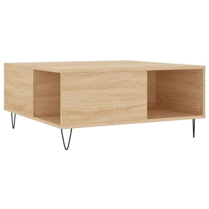 VidaXL Table basse chêne sonoma 80x80x36,5 cm bois d'ingénierie 830783