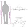 4 Child Picnic Table with Sun Umbrella Round Pine Wood