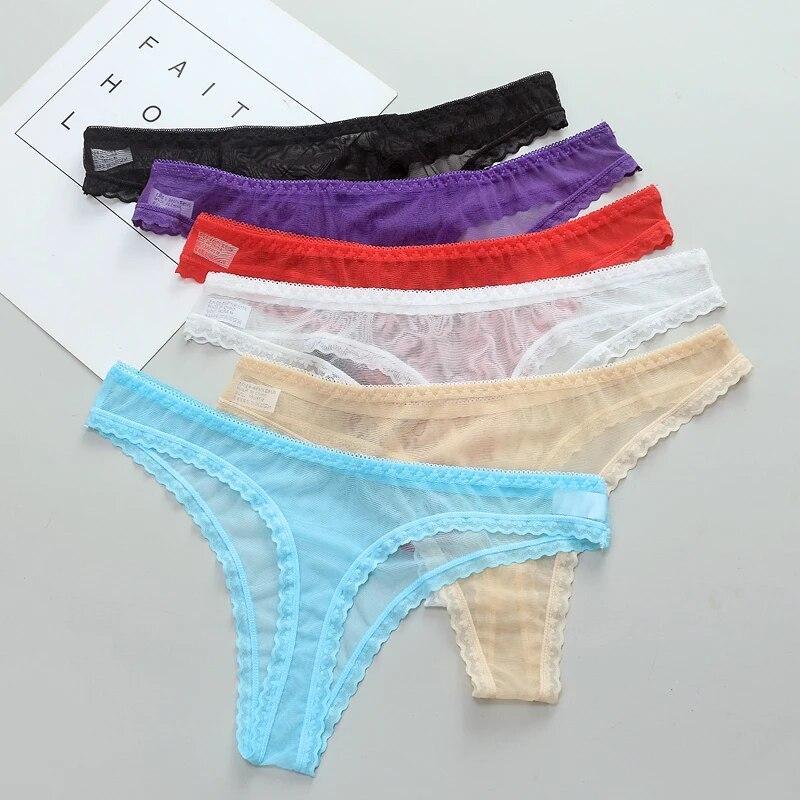Sexy Women's Panties Lingerie G String Thongs Lace Underwear Female Perspective Women's Thong Sheer Panties Transparent Knickers