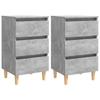Day and Night - Day and Night Nightstands 2 Pcs Concrete Gray Wood Legs 40x35x69 Cm