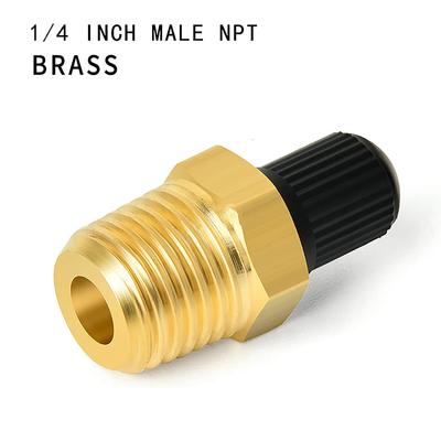 Adaptador de inflador de ar de latão 2 peças com haste de válvula interna 1/4" Npt (M) Para válvula Schrader padrão (M) Conector para inflador de pneus