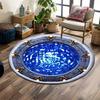 Blauer Stargate Portal Design Druck runder Teppich, Wohnzimmer, Schlafzimmer, Spielzimmer Teppich, rutschfeste Bodenmatte, Geschenk