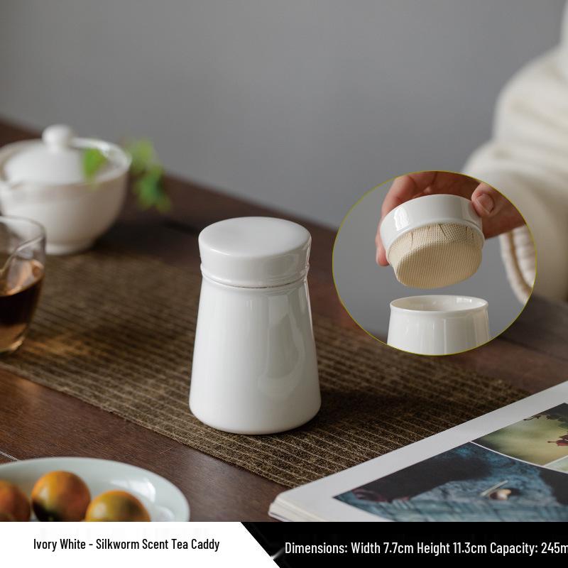 High-End White Porcelain Tea Storage Canister - Exquisite, Sealed, Portable Small Container 