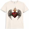 Flaming Heart T Shirt Angel Wings Tattoo Style Biker Gothic Graphic Tee