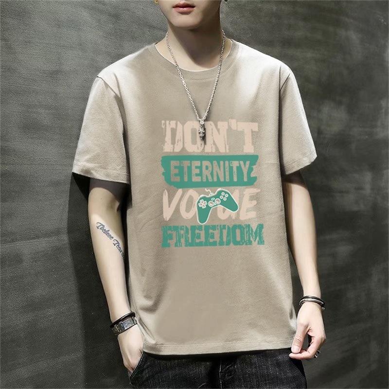 Men'S Short-Sleeved T-Shirt New Summer Trend Korean Version Loose Bottoming Shirt Clothes T-Shirt Large Size Teen
