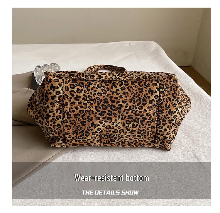 European & American Retro Leopard Print Shoulder Bag - Large Capacity, Stylish Mommy Tote