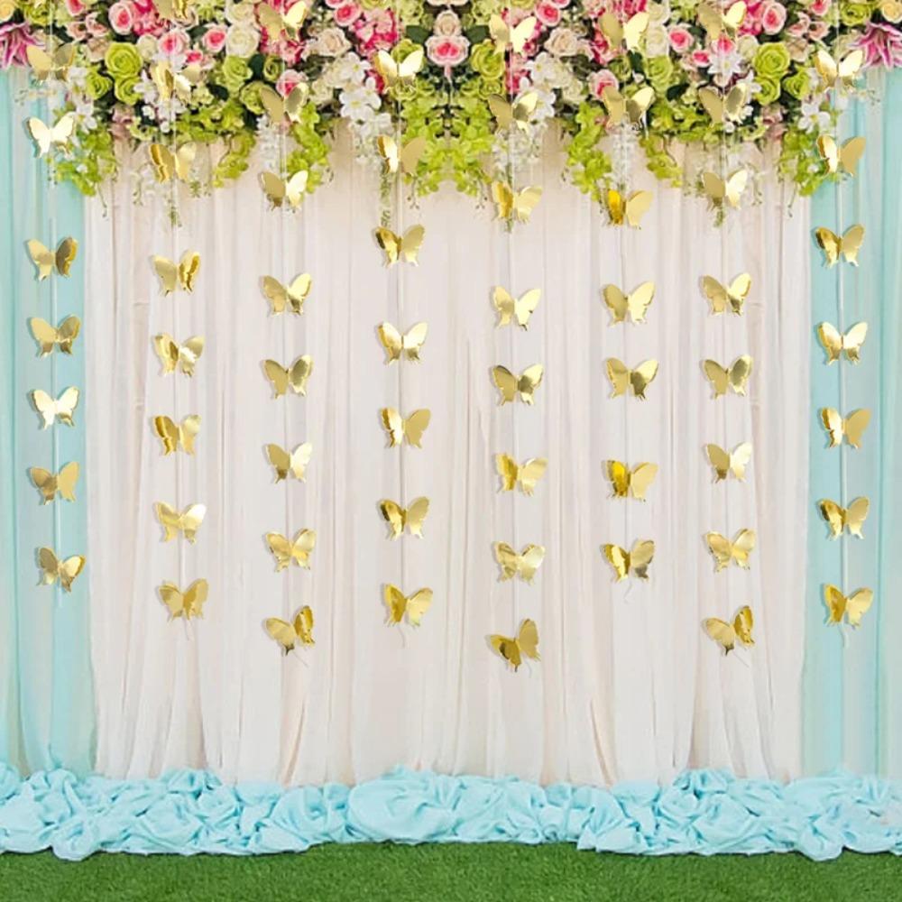 2m 3D Butterfly Paper Banner DIY Party Hanging Decoration  Wedding Birthday