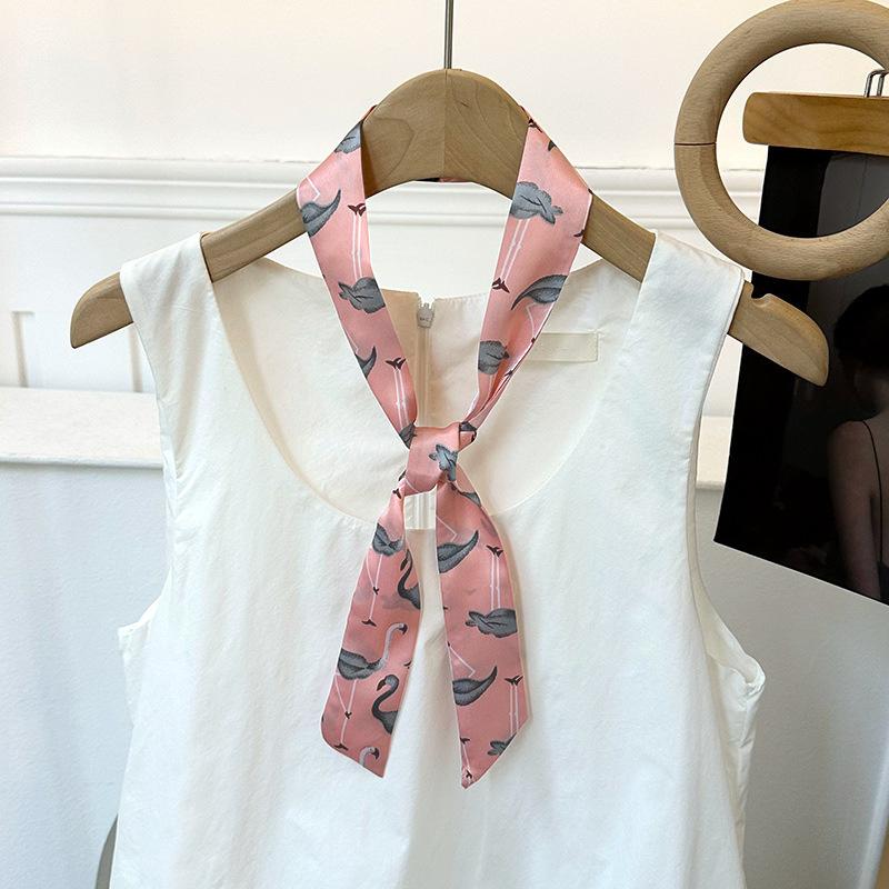 Langer Seidenschal, hochwertiger Halsschal, neuer multifunktionaler Seidenschal, Taschenumwicklung, Kopftuch, Stirnband, Haargummi.