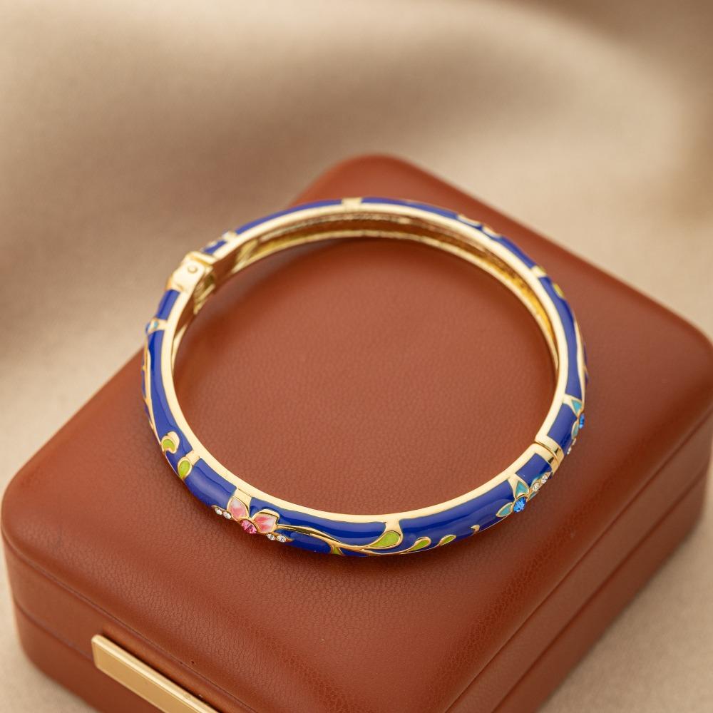 Multi-color Available Vintage Floral Bangle Chinese Style Enamel Bangle Cultural Performances Style 2