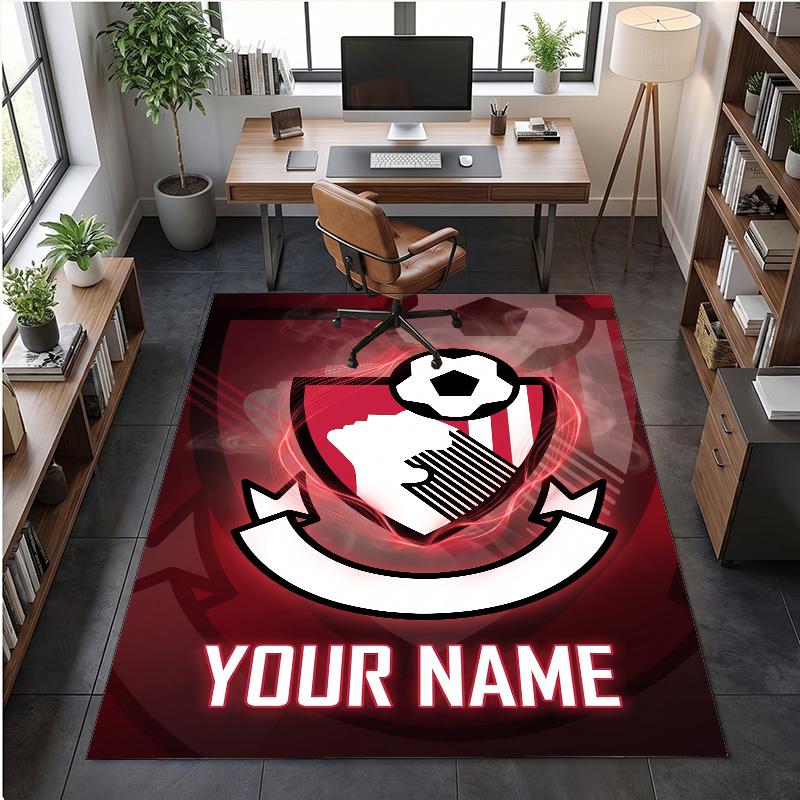 Crystal Velvet Rug Bournemouth Football Print Custom Name Text Floor Mat Home Decor