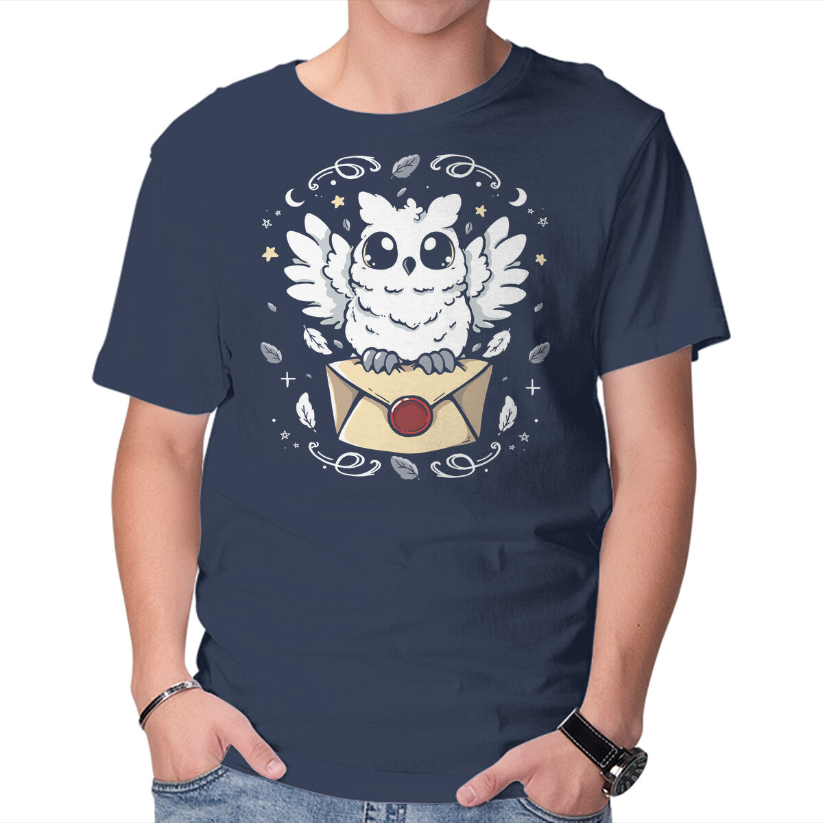 Unisex Crew Neck T-Shirt The Magic Owl Graphic Short Sleeve Casual Tee XXXL