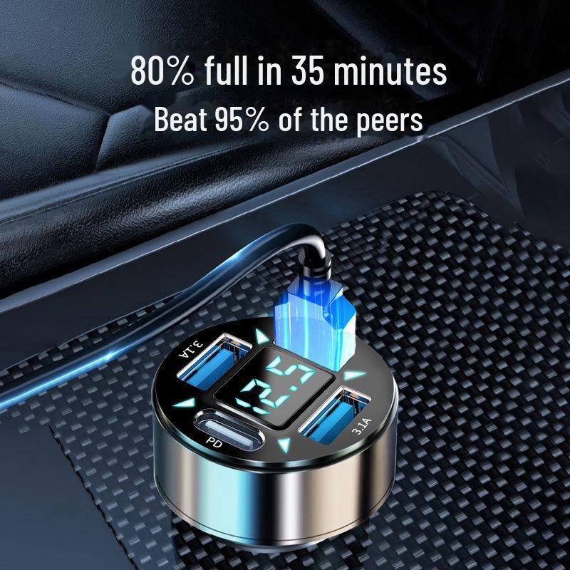 2024 Multi-Function Car Charger Head for Mobile Phones, Compatible with Apple and Huawei