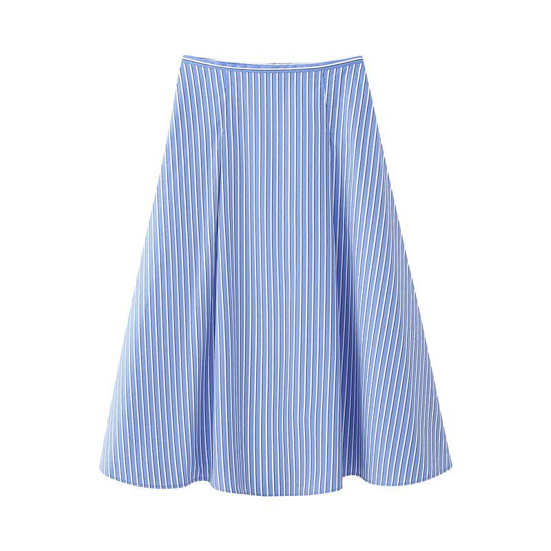 

Kaslead New Arrival Women s Fashion Style Fashion All-Match A- line Poplin Skirt 1222616 Blue L