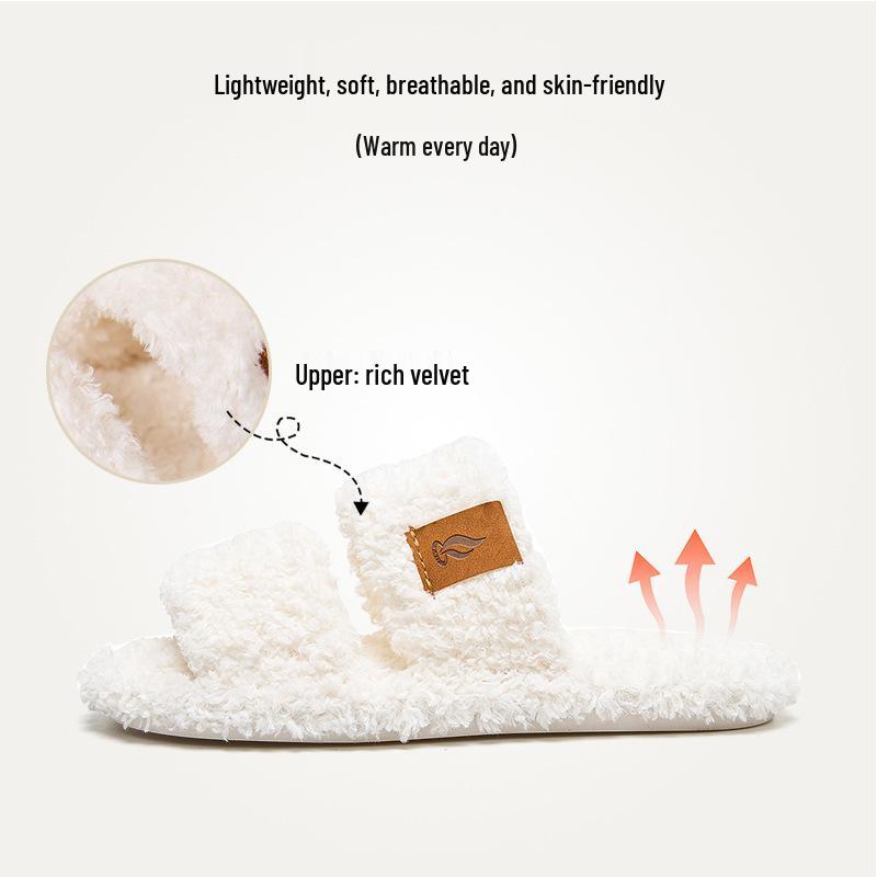 Open-Toe Fuzzy Slippers - Japanese Style, Non-Slip Indoor Cotton, Four Seasons Plush Comfort