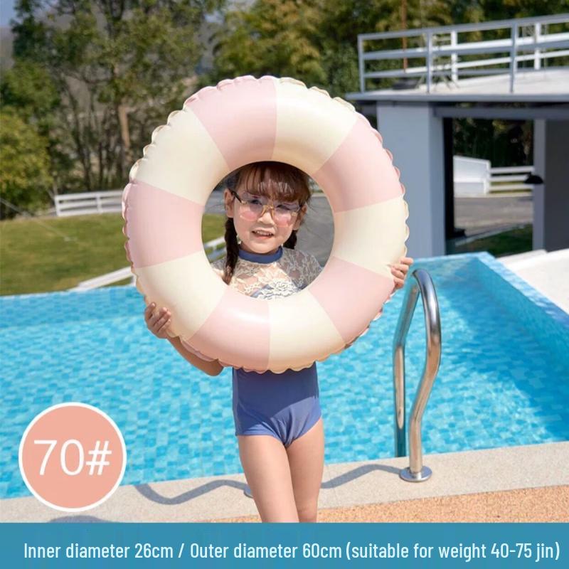HANDUNYOU Thickened Striped Pink Swimming Ring