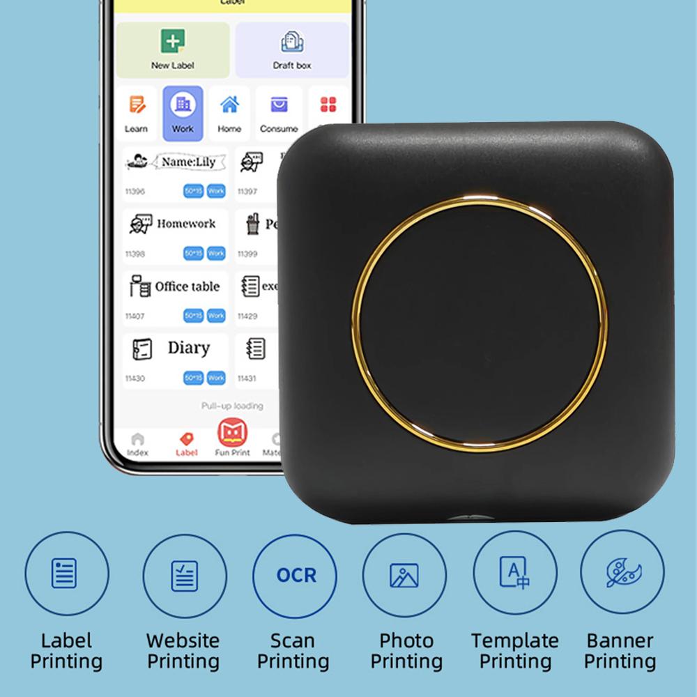 

Bluetooth-мини-термопринтер, фотонаклейка, печать заметок, беспроводной бесчернильный принтер, портативный карманный офисный принтер. белый