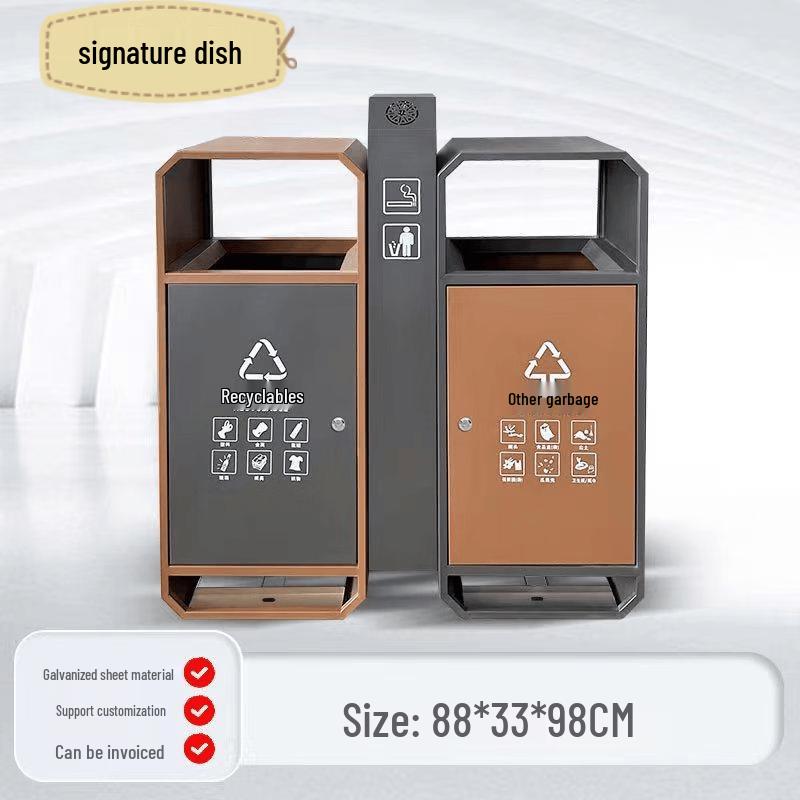 Outdoor Stainless Steel Angled Trash Bin