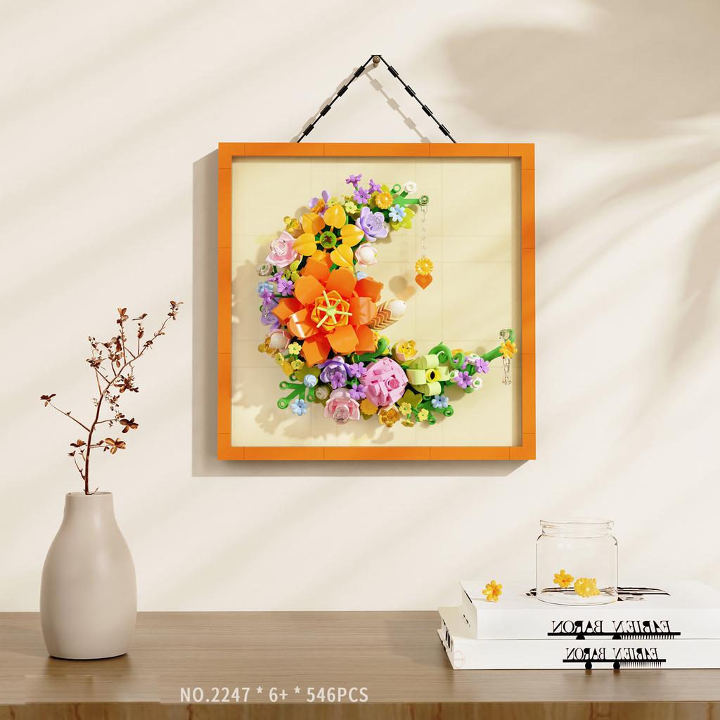 3D Decorative Painting Arts Mini Block Butterfly Flower Moon Photo Frame Idea Construction Building Bricks Toys For Kids Gifts
