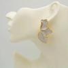 Metal Flower Cream Stud Earrings for Women Gold Plating Irregular Post Earrings Heavy Design Statement Earring