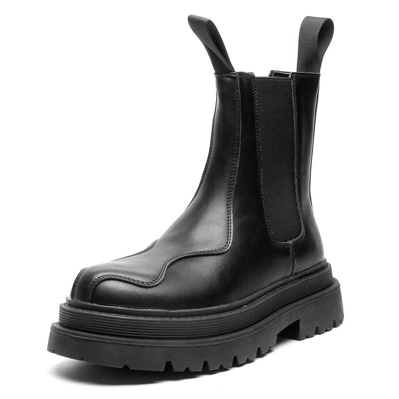 New thick-soled medium-tube cigarette boots autumn and winter new British versatile Chelsea boots men's trendy leather boots 44162-J