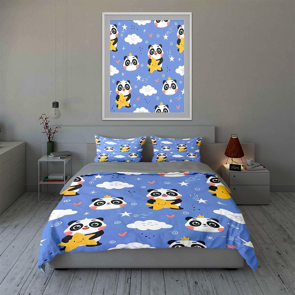 Pandas, stars, clouds. Bedding Duvet cover sets Duvet covers Pillowcases gifts (1 * Duvet Cover 2 * Pillowcases, without duvet insert)