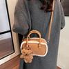 2025 New Versatile Retro Bowling Niche Design Handbag Lamb Wool Splicing Bag Women