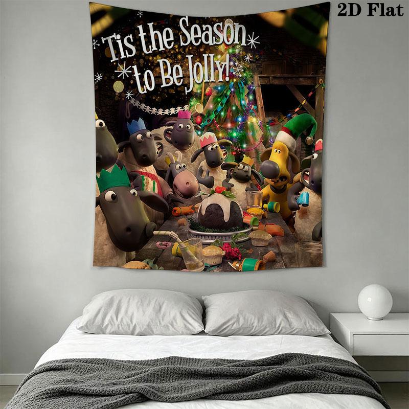 Shaun the Sheep Wall Hanging Printed Fabric Blanket Decorative Tapestries for Bedroom Living Room Home Decor