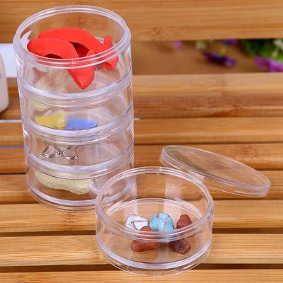 Set Trasparente da 5 Pezzi con Bottiglie Rotonde in Plastica e Scatole per Gioielli per Skincare e Cosmetici