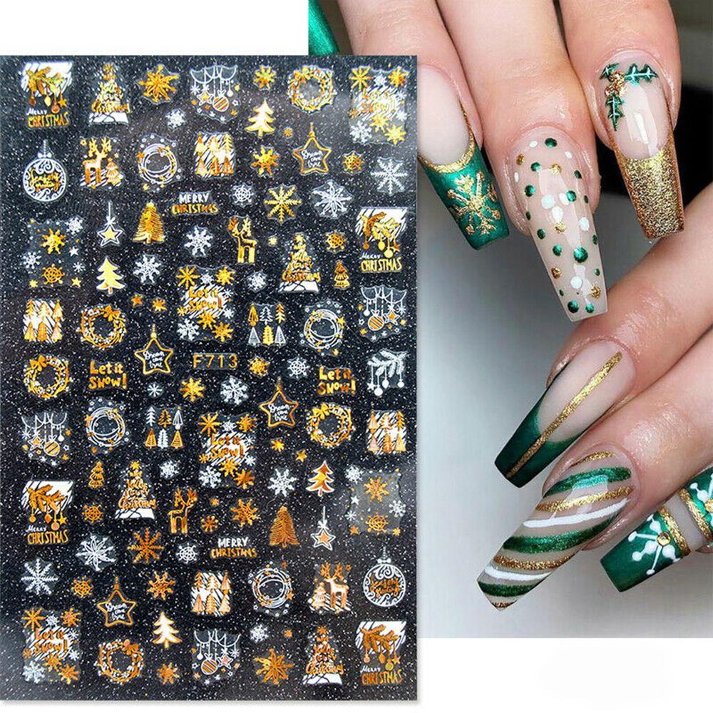 Decorations Xmas Transfer Decals 3D Christmas Nail Stickers Snowflakes