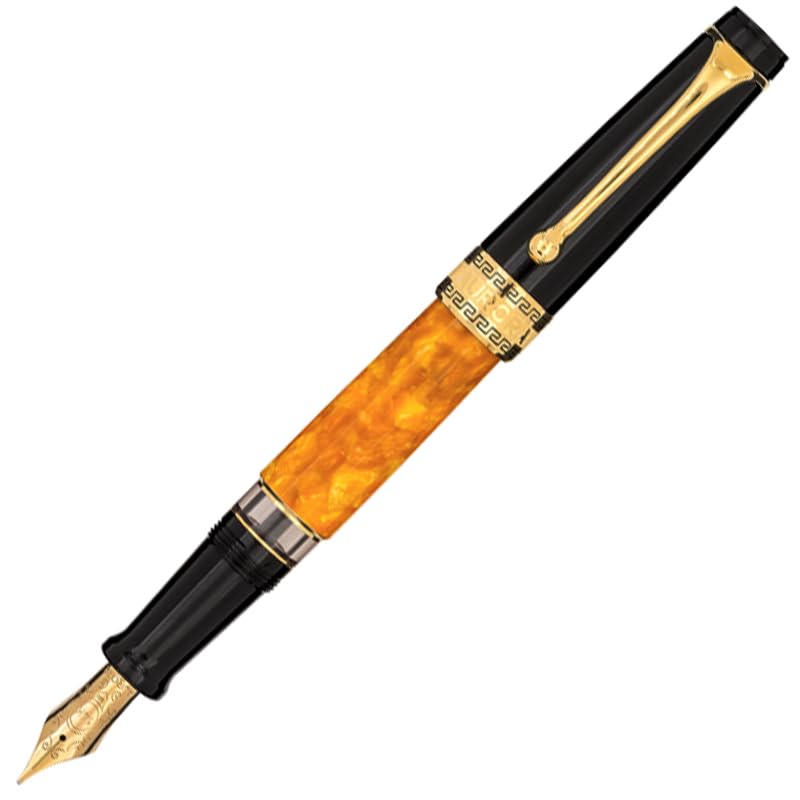 

AURORA Fountain Pen Sole Mio Marbled Orange Black Cap GT 14K Inhalation Type Fine Point F 997-NAO-F