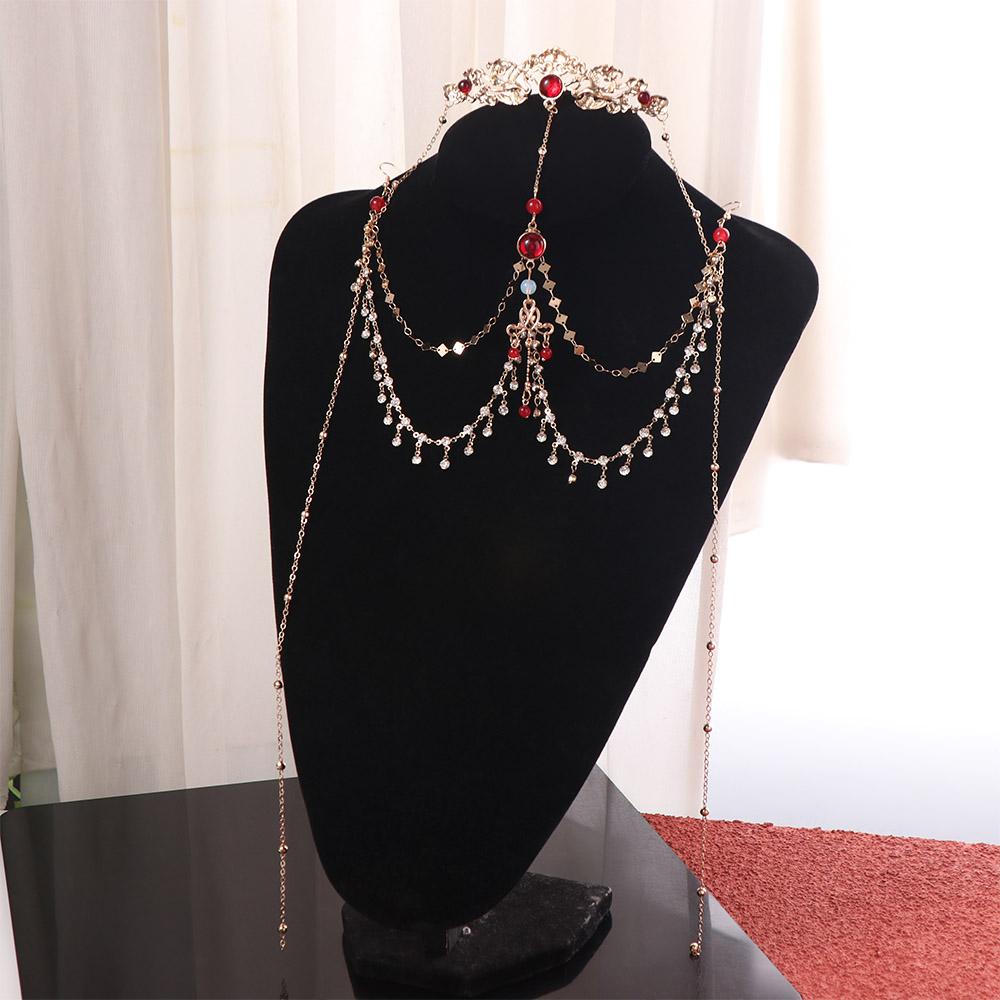 Crown Rhinestone Head Chain Tassel Wedding Headband Fairy Forehead Chain  Hanfu Hair Accessories