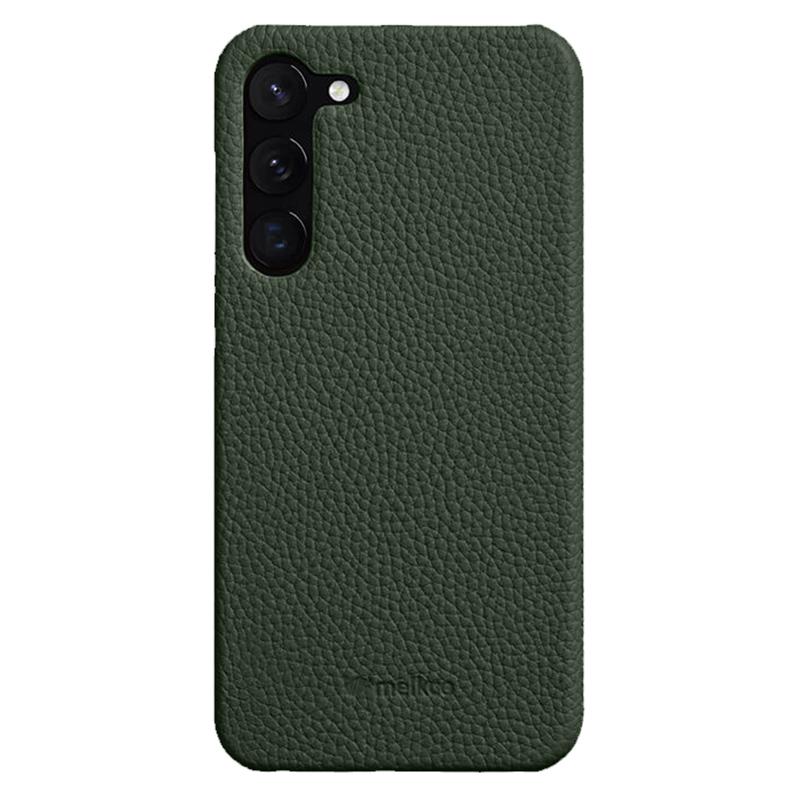 MELKCO For Samsung Galaxy S22 5G Genuine Cow Leather Coated PC Phone Shell Incomplete Cover
