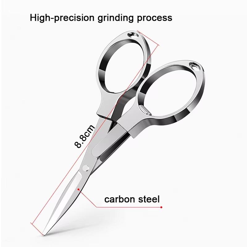 1pc Portable Folding Scissors Carbon Steel Fishing Line Cutting Tools Mini Tackle Supplies Multifunctional Needlework Scissors