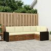 Outdoor Corner Sofa Set with Cushions 5 Pcs Natural and Cream Solid Acacia Wood