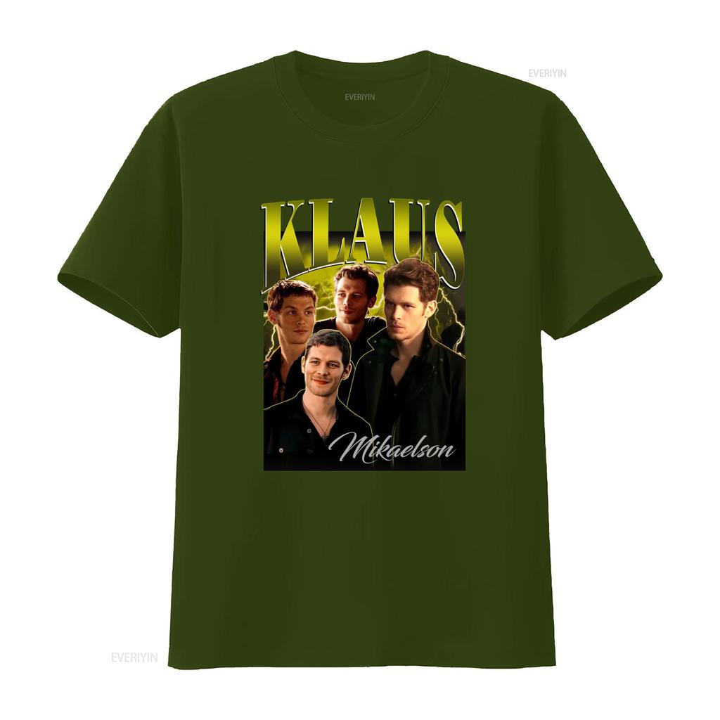 Klaus Mikaelson Koszulka Bluza Joseph Morgan Motyw Wampiryczny Nadruk Idealny dla Fanów Wysokiej Jakości Tkanina vintage Prana