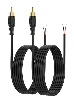 Speaker Wire To RCA Adapter 2 Two Bare Wires To RCA Adapter Repair Cord for Speaker AV Cable, Meter, Amplifiers, Audio/Video Receivers, TVs,