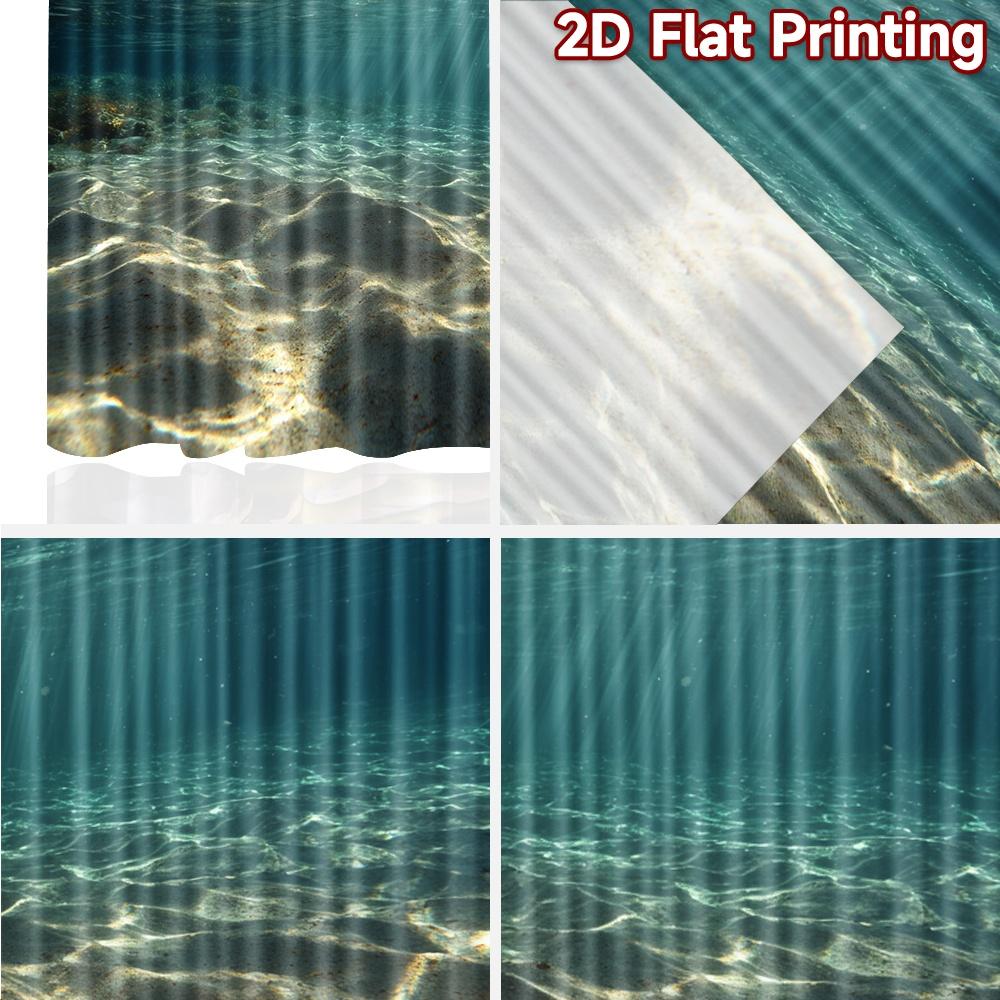 2pcs, 2D FLAT PRINTING Curtains (Without Rod) Ocean Serenity Popular Curtains&Drapes Festival Versatile Polyester Curtains
