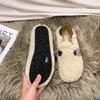 One pedal of fluffy shoes for women to wear outside, winter 2025 flat-bottomed warm lamb wool beanie shoes cotton shoes for women to wear outside