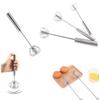 Semi-Automatic Stainless Steel Egg Whisk - Easy Hand Push Egg Beater ,  Mixer For Kitchen Use