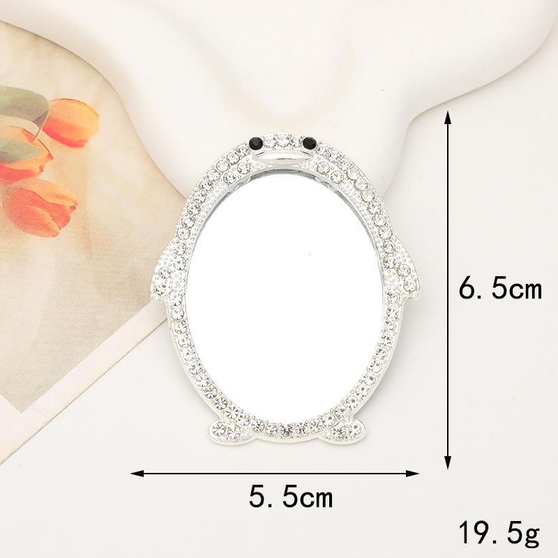 Sense of Advanced Butterfly Heart Shaped Girls Gem Make Up Mirror Liquid Metal Style Women Mini Portable Handheld Mirror