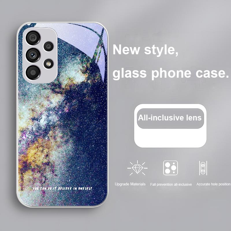 Brilliant Starry Sky For Samsung Galaxy S23 24 Plus S20 21 FE S25 Ultra A70 72 73 51 52 53 Tempered Glass Phone Case