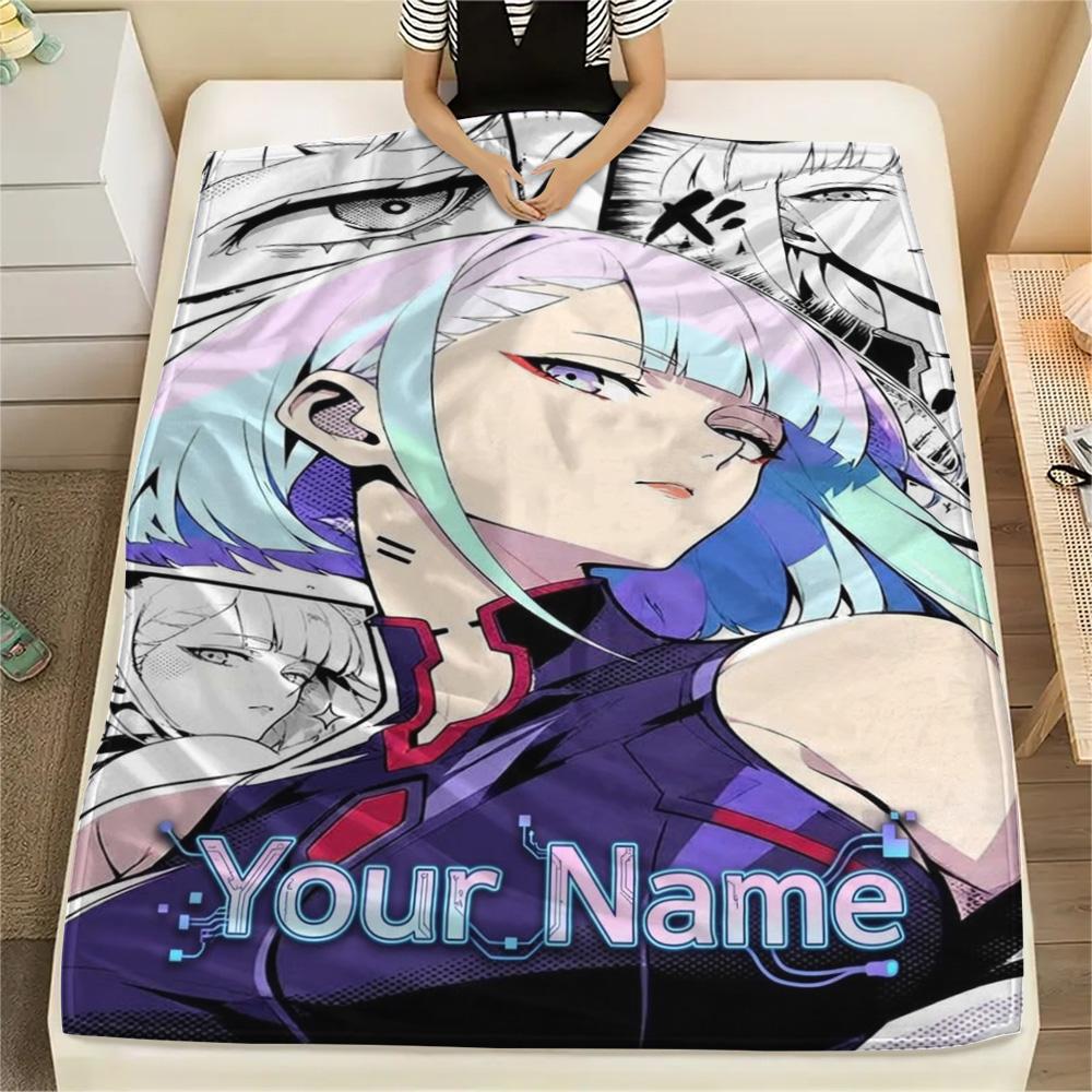 1PC Anime Fusion Custom Name Patterned Flannel Blanket Suitable For All Seasons For Home Decor Warmth And Comfort Gifts Holiday Present